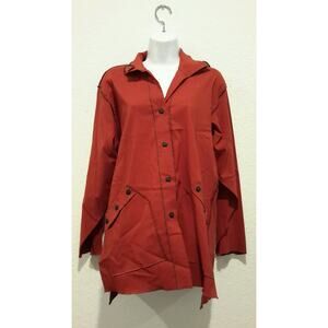 Xiao Red Black Button-Up Monica Jacket Womens Sz L pockets Peacoat Swing Coat